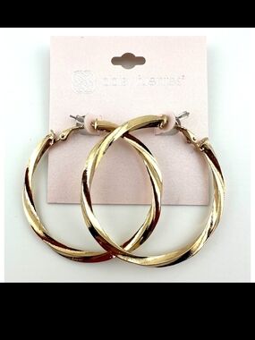 Daisy Fuentes Shiny Gold Twisted Hoop Earrings